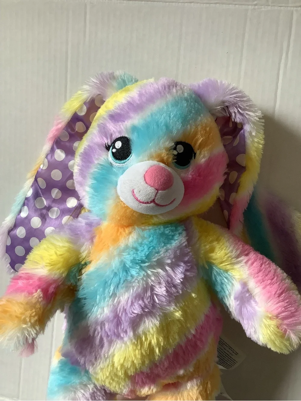Build-A-Bear Spring Stripes Pastel Rainbow Easter Bunny Plush 17”